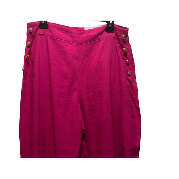 INC Wide Leg High Rise Linen Blend Pants Size 14 Pink Dragonfruit - Picture 3 of 7